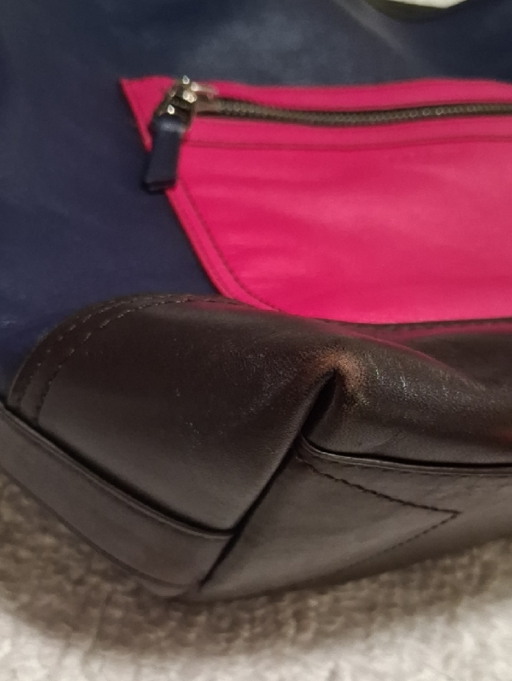 Coach Legacy Colorblock Navy and Hot Pink Leather Duffle Bag - Picture 8 of 9